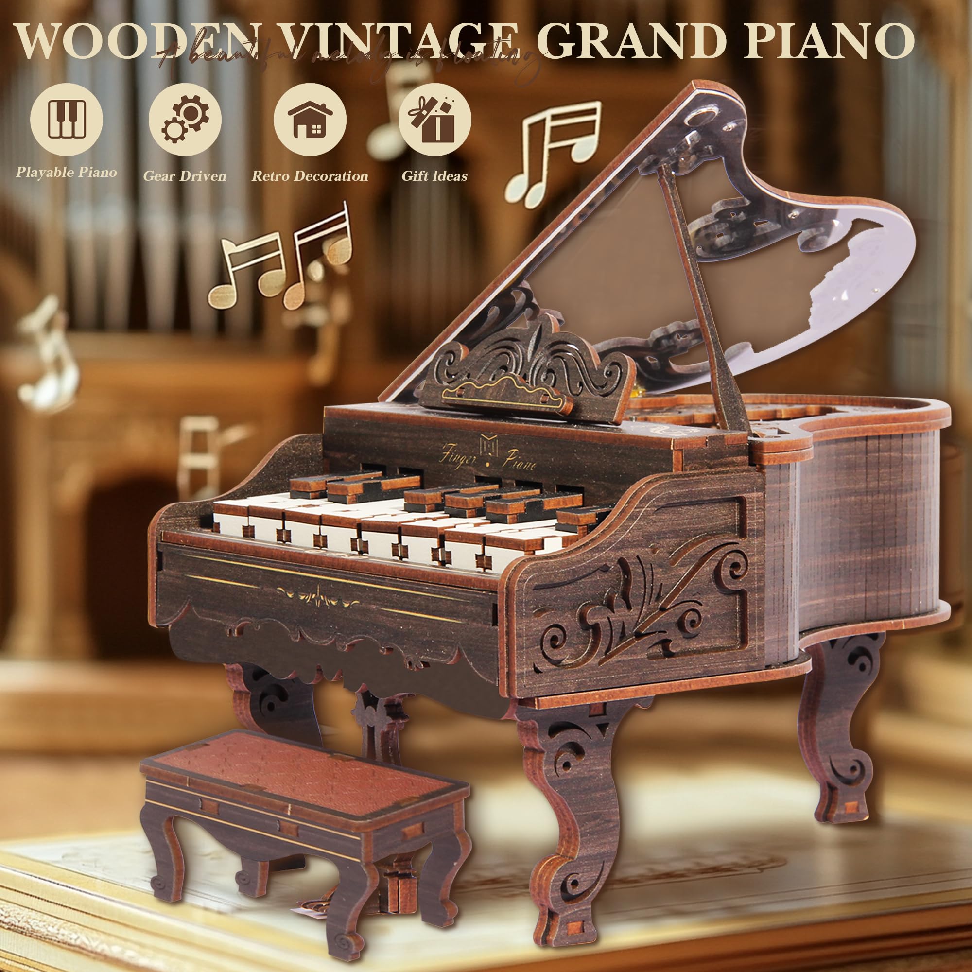 Rompecabezas de madera 3D para adultos, Modelo de piano - Imagen 8