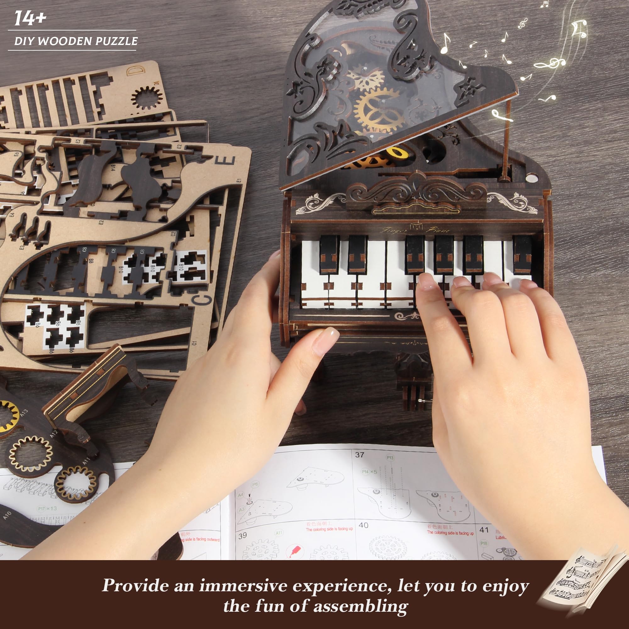 Rompecabezas de madera 3D para adultos, Modelo de piano - Imagen 7