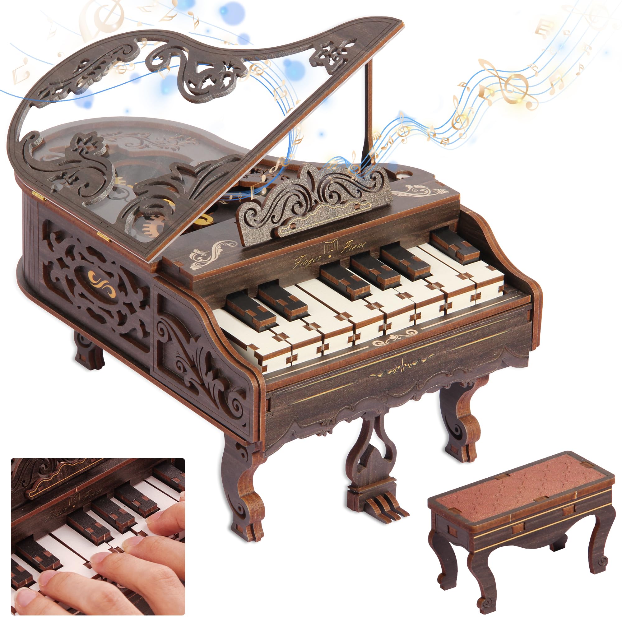 Rompecabezas de madera 3D para adultos, Modelo de piano