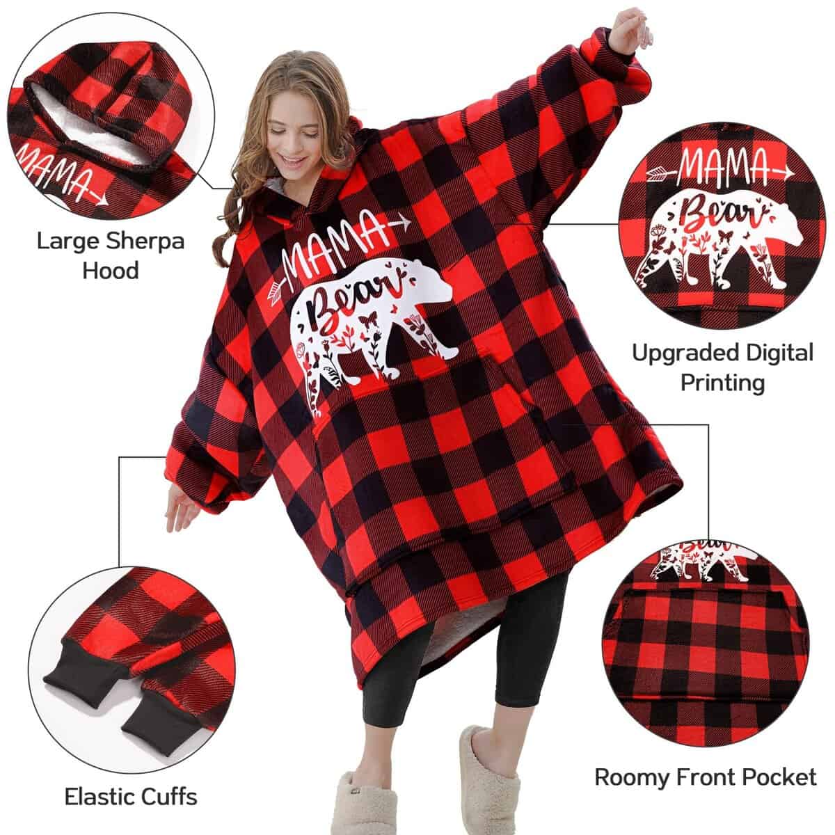 Remifa Regalos para Mamá de Hija Hijo, Mamá Oso Manta con - Imagen 7