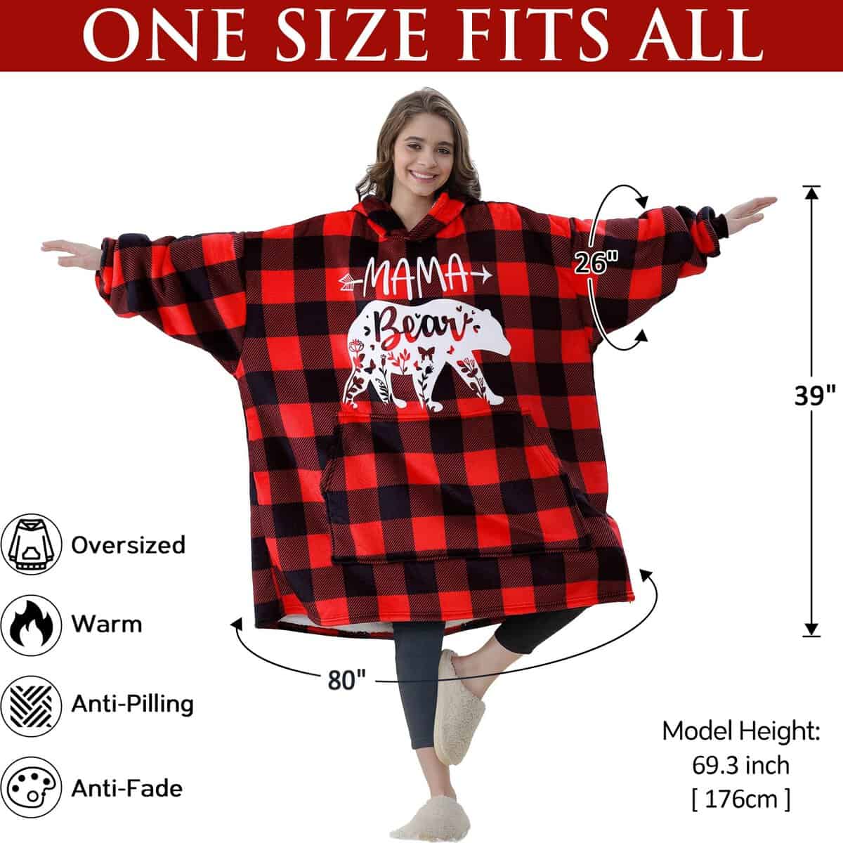 Remifa Regalos para Mamá de Hija Hijo, Mamá Oso Manta con - Imagen 6