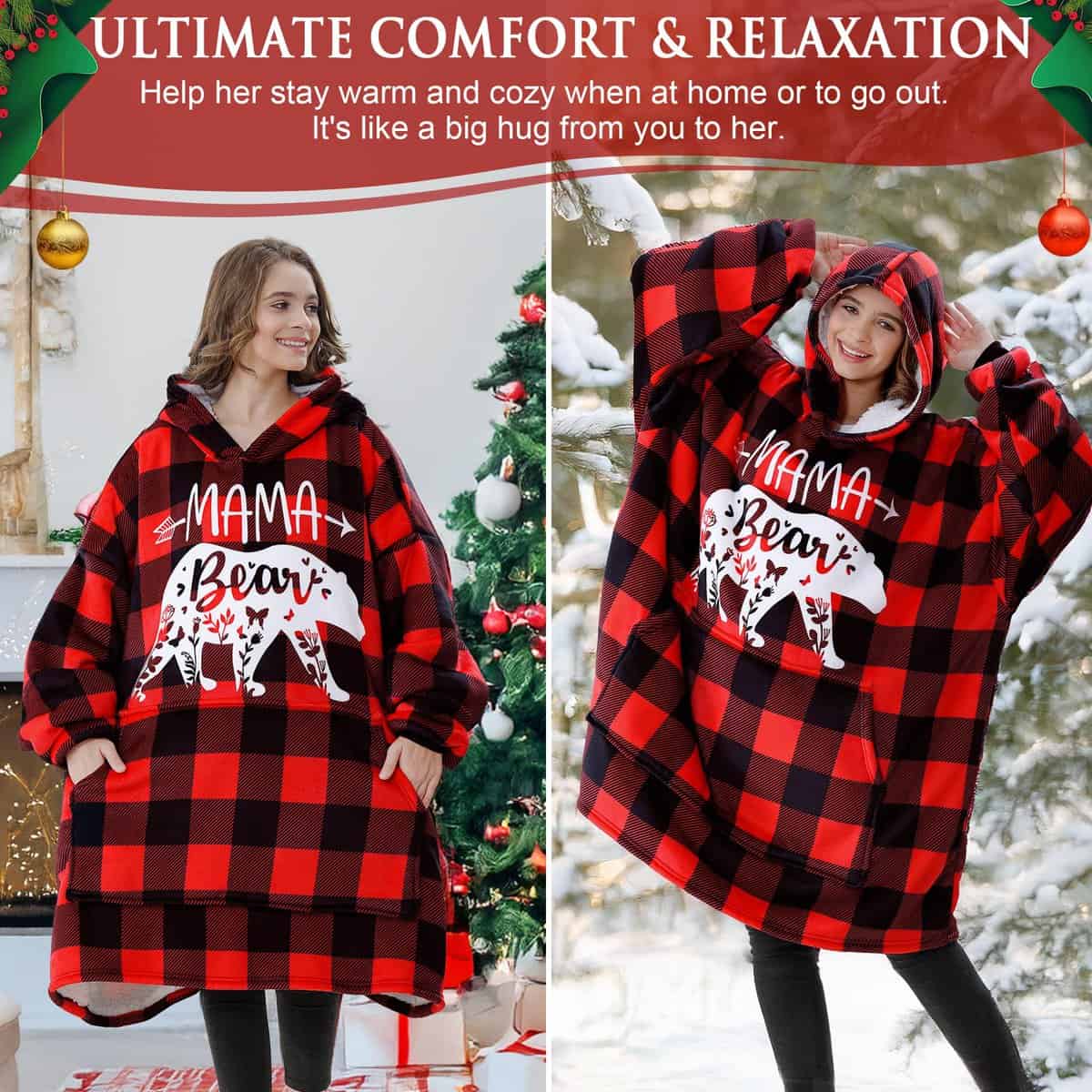 Remifa Regalos para Mamá de Hija Hijo, Mamá Oso Manta con - Imagen 4