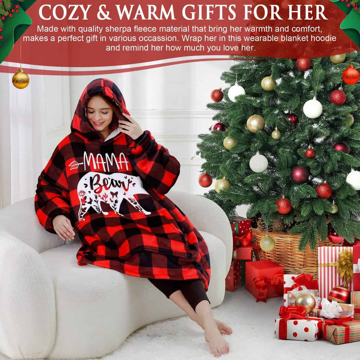 Remifa Regalos para Mamá de Hija Hijo, Mamá Oso Manta con - Imagen 3