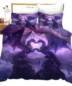 Juego de Ropa de Cama con Diseño de Dragón Morado Juego de