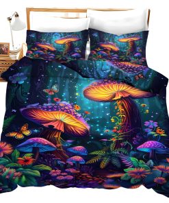 Set de Ropa de Cama Mariposa y Champiñón Juego de Funda de