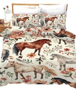 Juego de Cama de Caballos Lindos Juego de Cubierta de