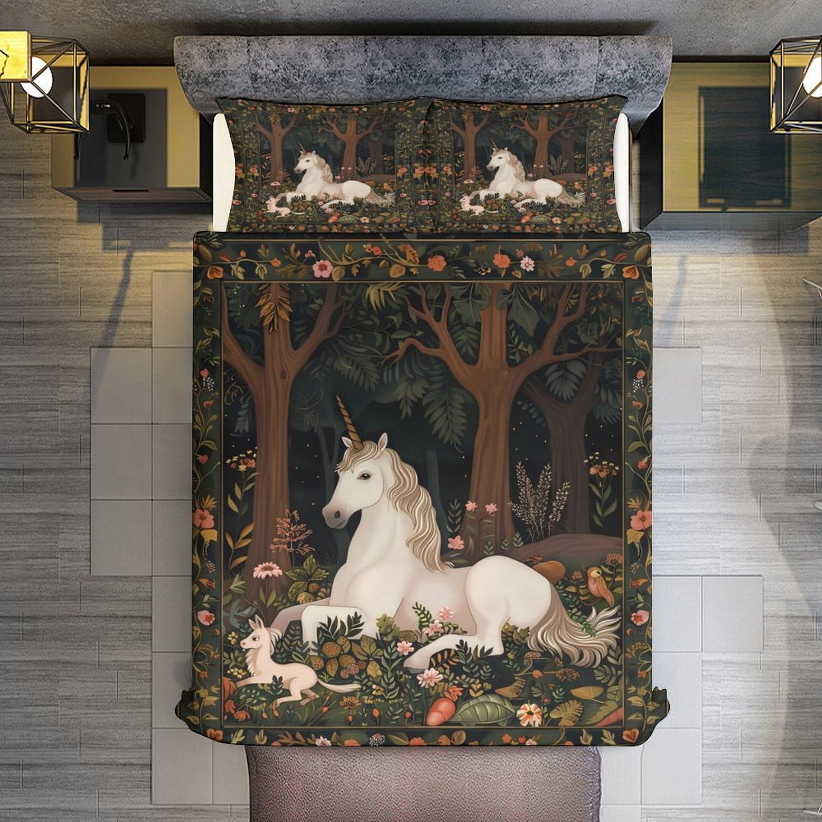 Set de Ropa de Cama Unicornios Juego de Funda de Edredón - Imagen 8