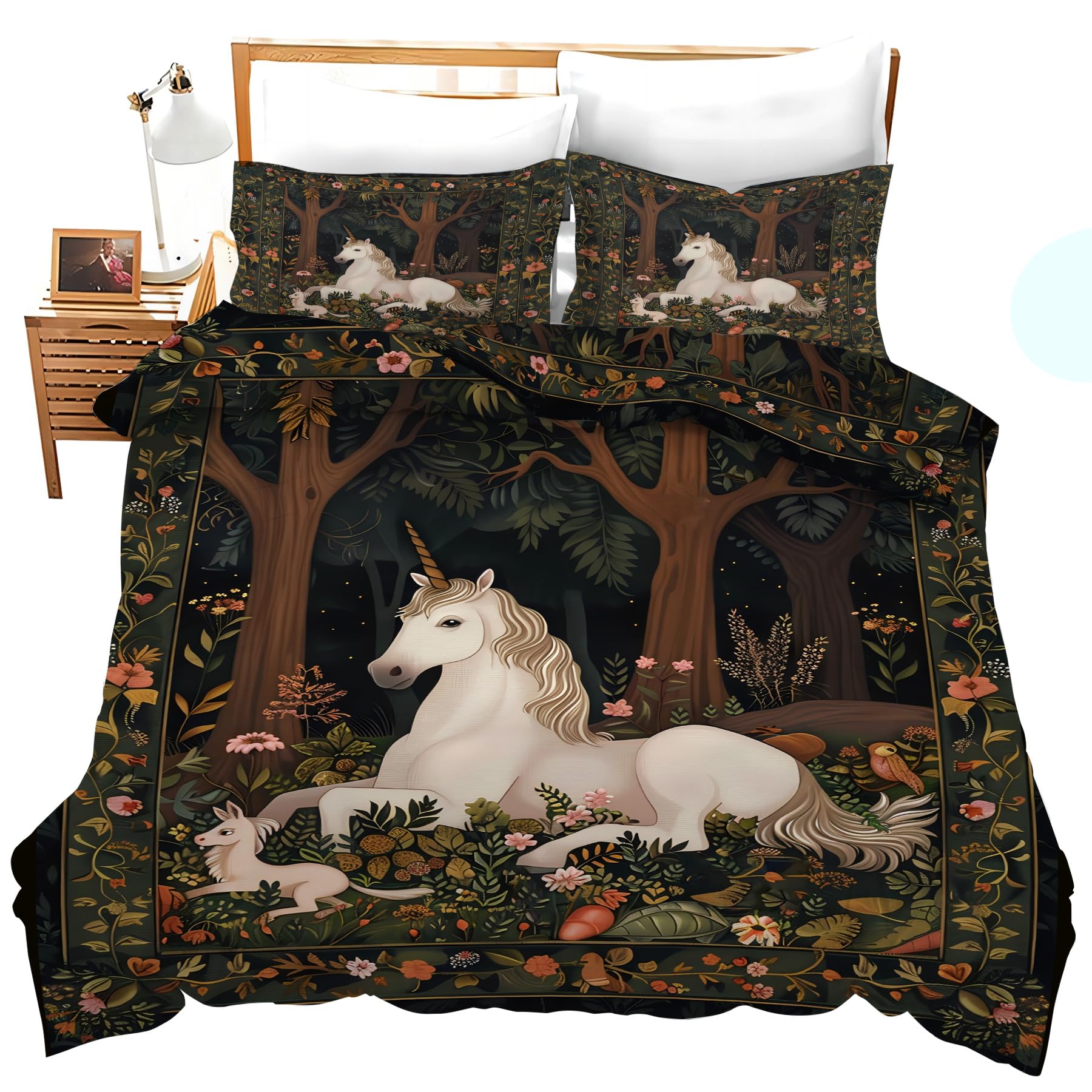 Set de Ropa de Cama de Unicornios Cubierta de Edredón