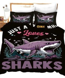 Juego de Ropa de Cama Tiburones Funda de Edredón Patrón