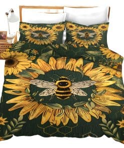 Juego de Ropa de Cama Abeja Girasol Juego de Funda de