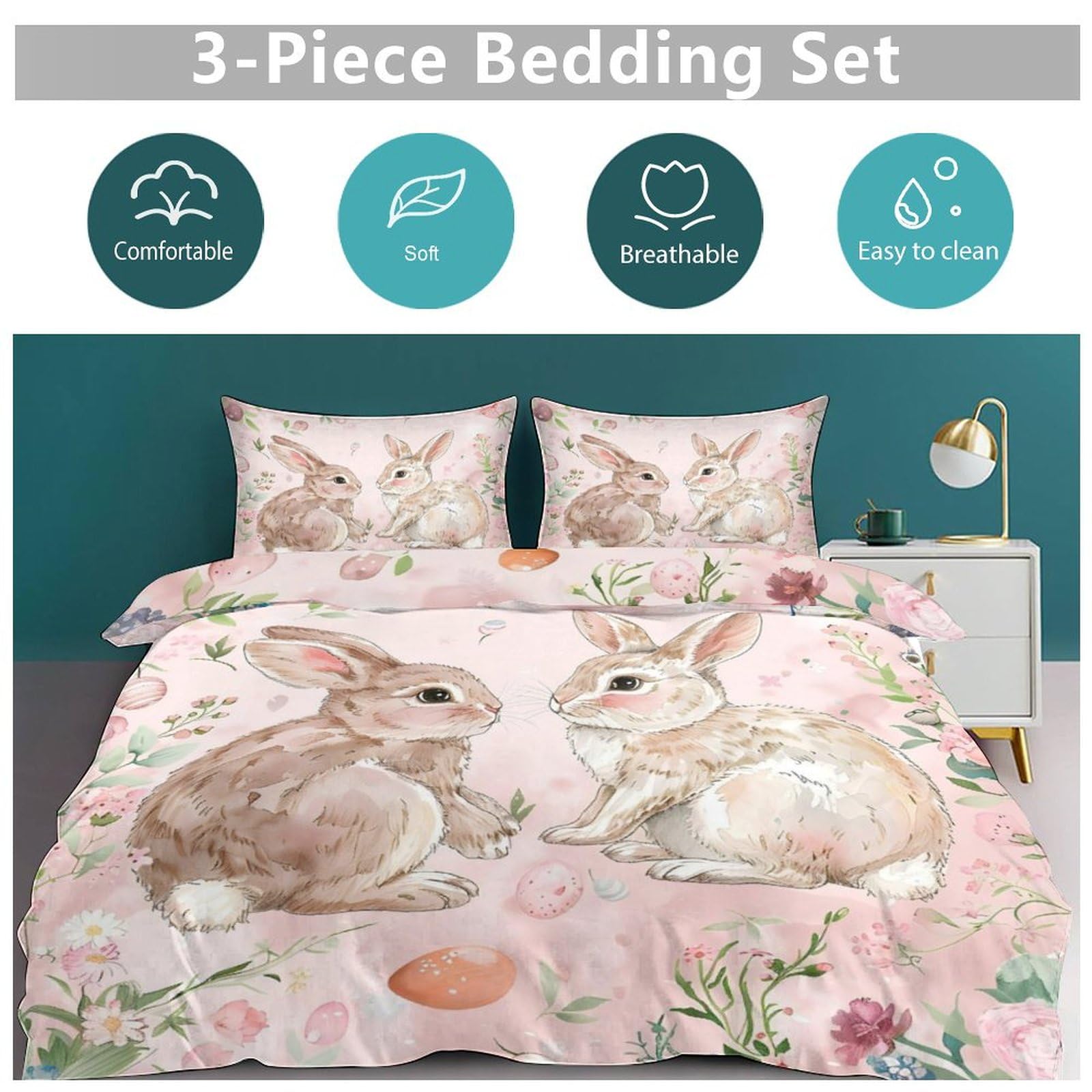 Juego de Ropa de Cama de Conejo Lindo Juego de Edredón - Imagen 8