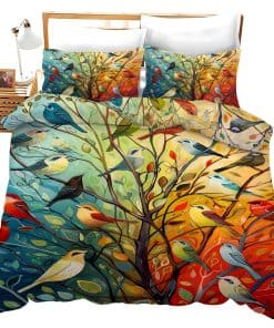 Conjunto de Ropa de Cama de Pájaros Coloridos Juego de