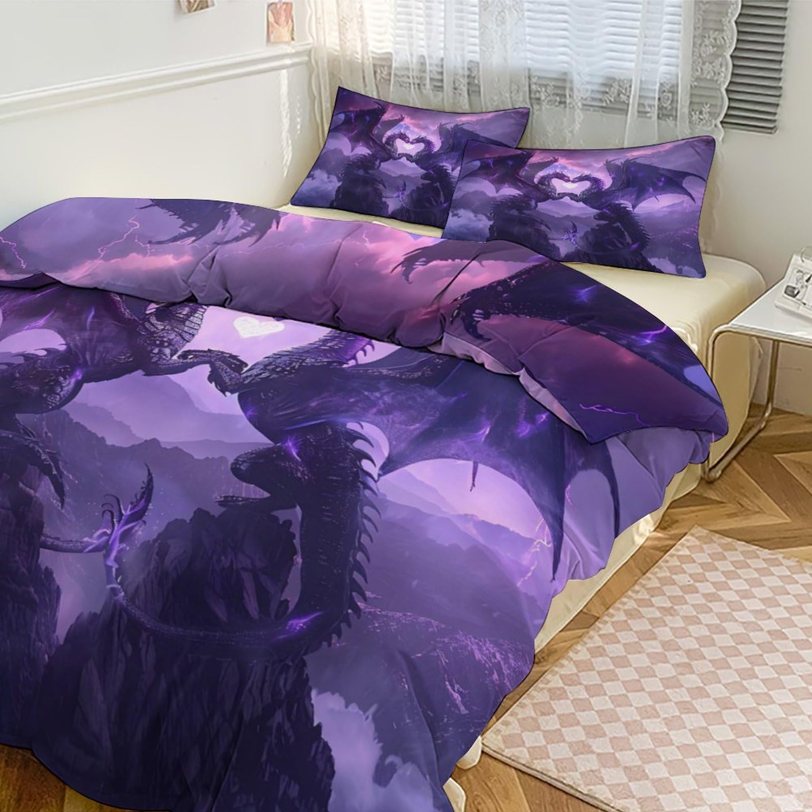Juego de Ropa de Cama Púrpura con Diseño de Dragón Funda - Imagen 8