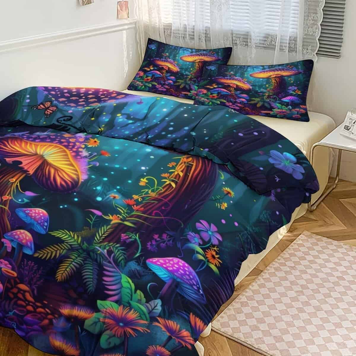 Set de Ropa de Cama Mariposa y Champiñón Juego de Funda de - Imagen 9