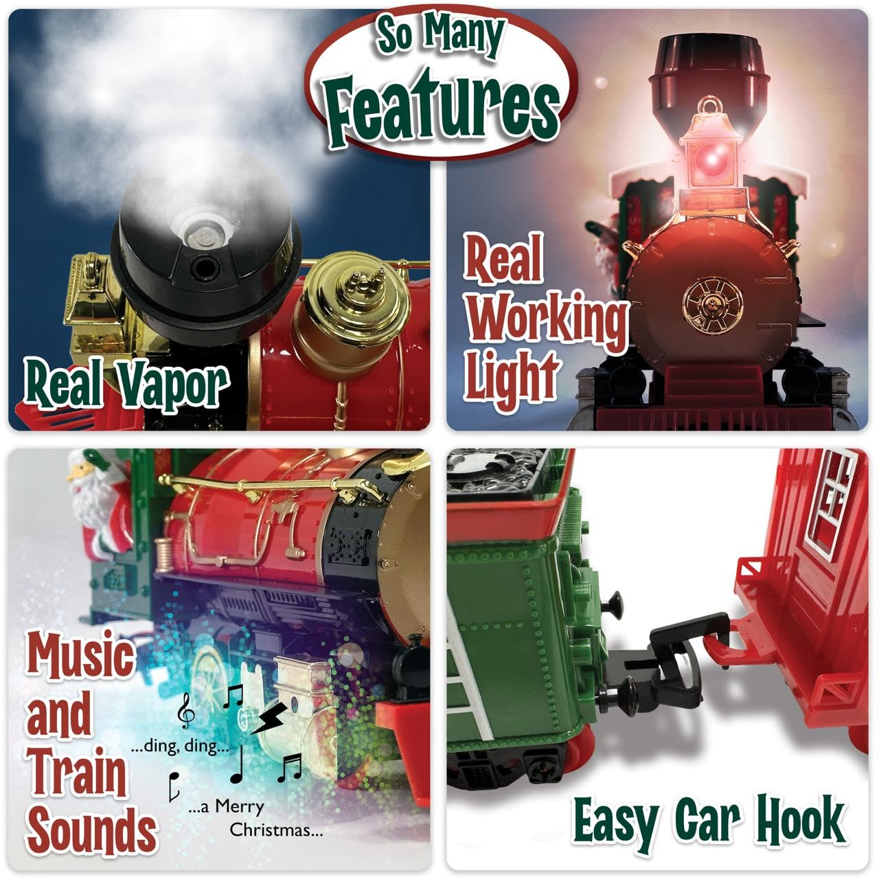 Set de Tren Navideño para debajo del Árbol con Luces, - Imagen 4