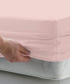 Sábana Ajustable Queen de Algodón de Lujo Pizuna Rosa