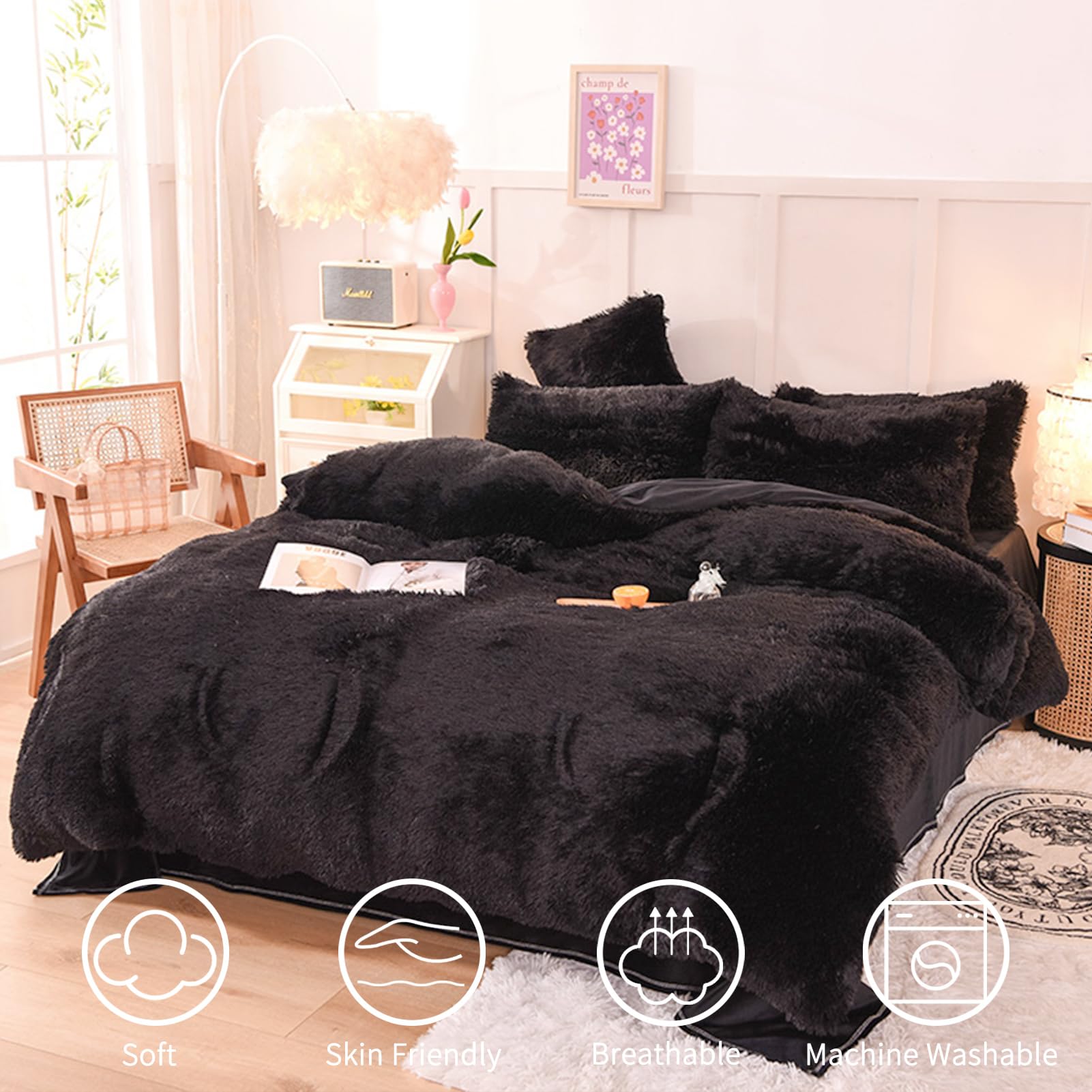 Rvciby Funda de Edredón de Felpa Esponjosa Tamaño Completo, - Imagen 3