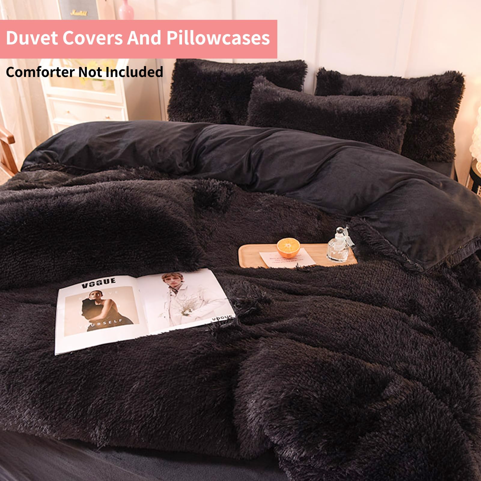 Rvciby Funda de Edredón de Felpa Esponjosa Tamaño Completo, - Imagen 4