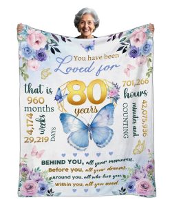 Manta de cumpleaños de mariposa para mujeres - Regalo de 80