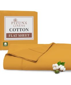 Sábana Plana Pizuna 100% Algodón Twin XL Oro Miel (1 Pza),