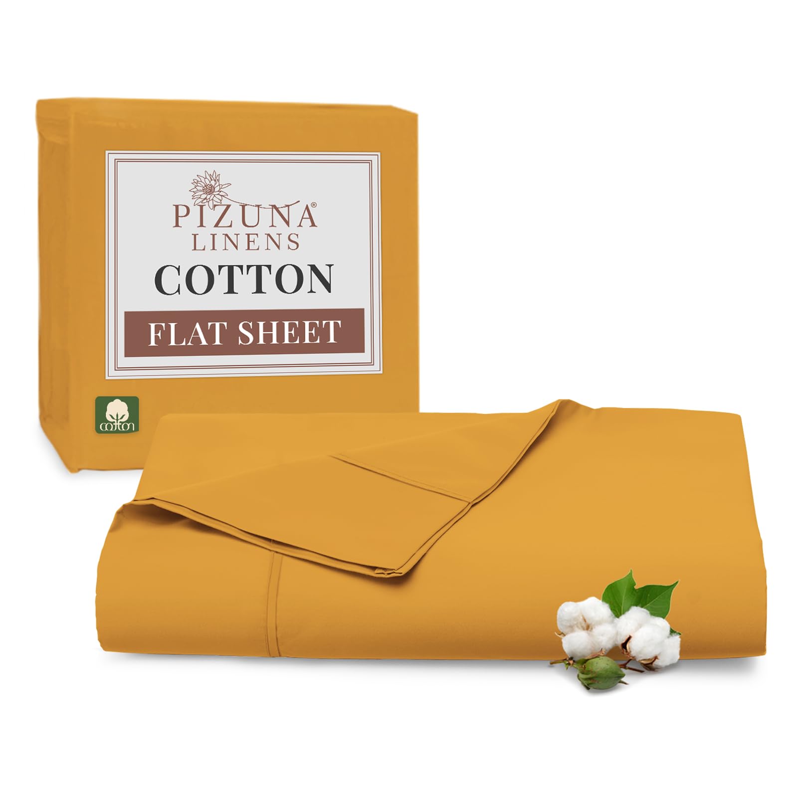 Sábana Plana Puro 100% Algodón Full Honey Gold (1 Pieza),