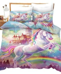 Juego de Ropa de Cama de Unicornios Coloridos Juego de