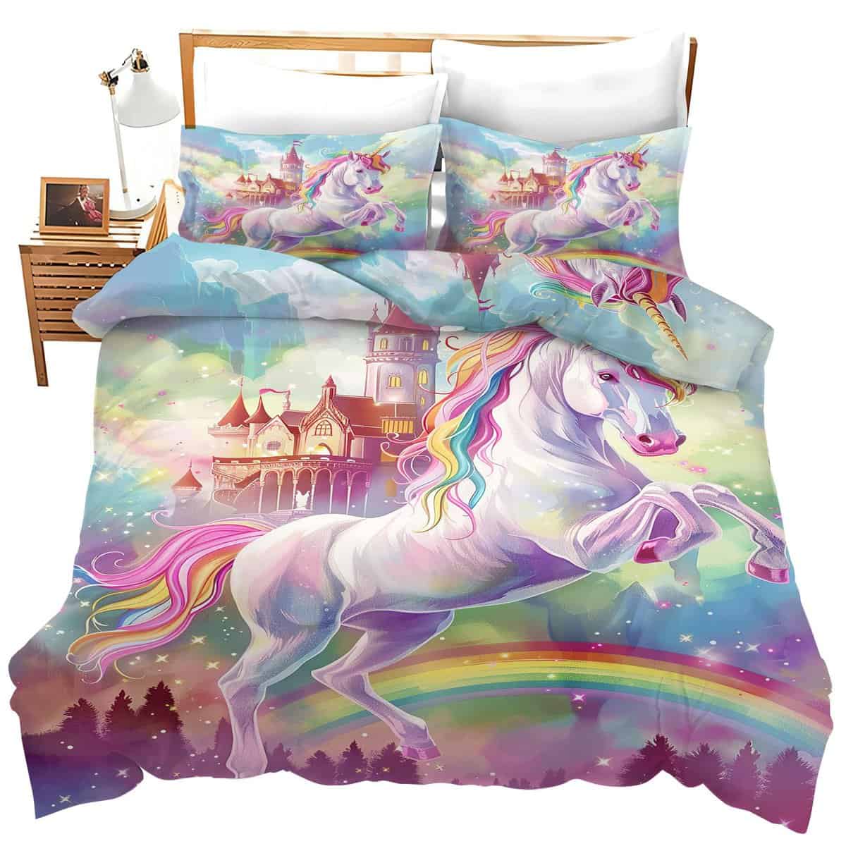 Juego de Ropa de Cama de Unicornios Coloridos Juego de