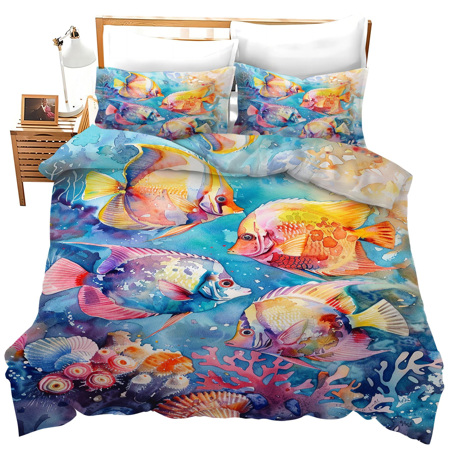 Set de Ropa de Cama de Peces Juego de Confort de Peces