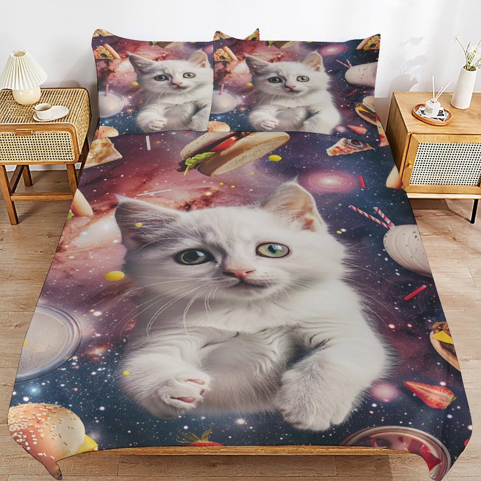 Set de Ropa de Cama Divertido con Estampado de Gatos en el - Imagen 7