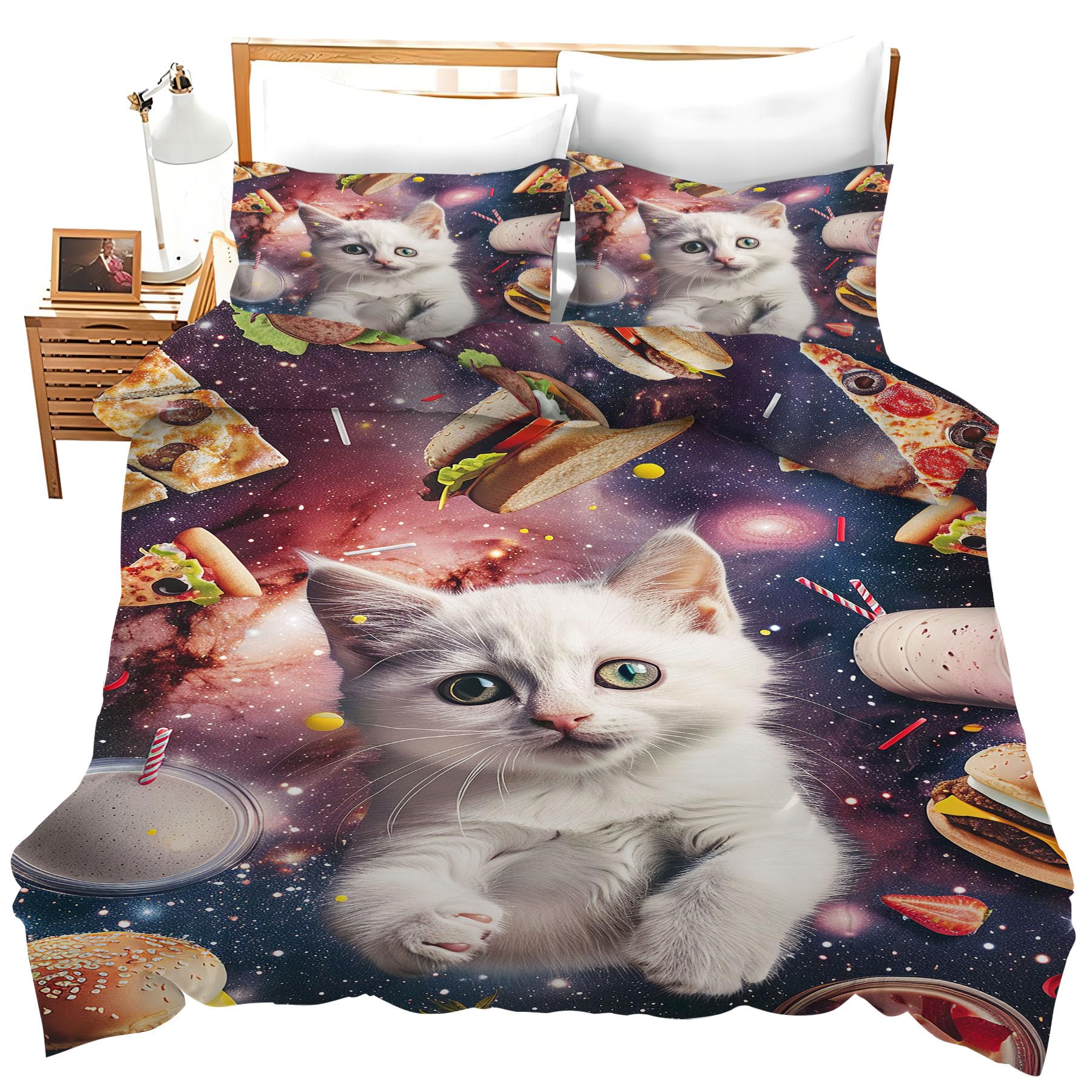 Set de Ropa de Cama Divertido con Estampado de Gatos en el