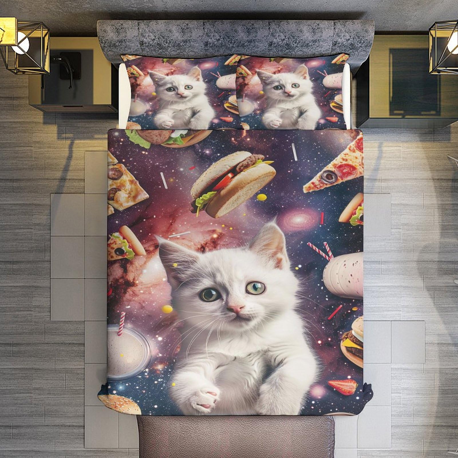 Set de Ropa de Cama Divertido con Estampado de Gatos en el - Imagen 8