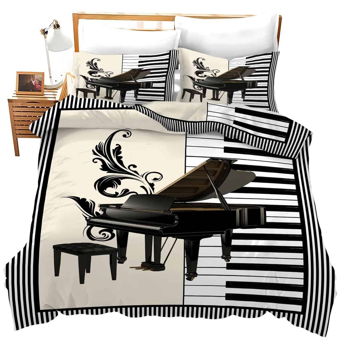 Set de Ropa de Cama de Piano Juego de Edredón Juego de