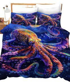 Set de Ropa de Cama Púrpura de Pulpo Juego de Confort de