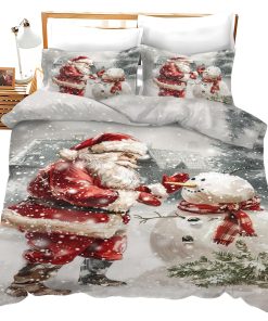 Juego de Ropa de Cama de Muñeco de Nieve Juego de Edredón