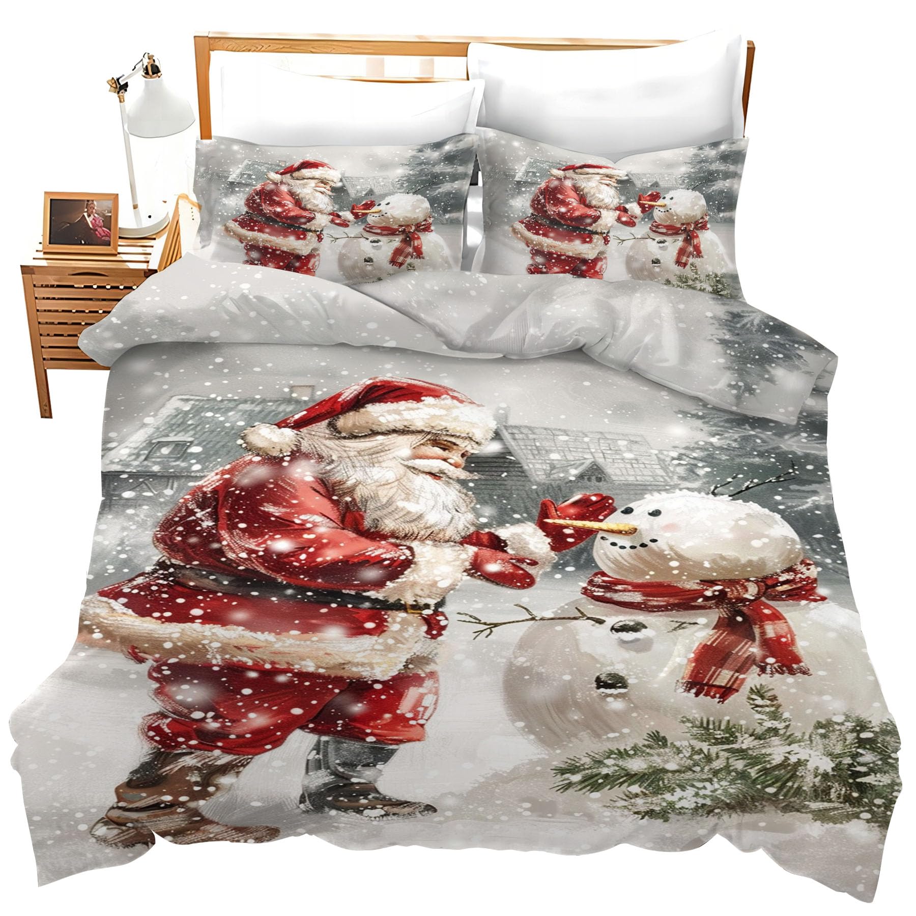 Juego de Ropa de Cama de Muñeco de Nieve Juego de Edredón