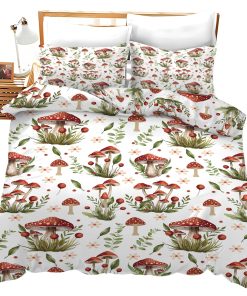 Juego de Ropa de Cama con Estampado de Hongos Lindo Juego
