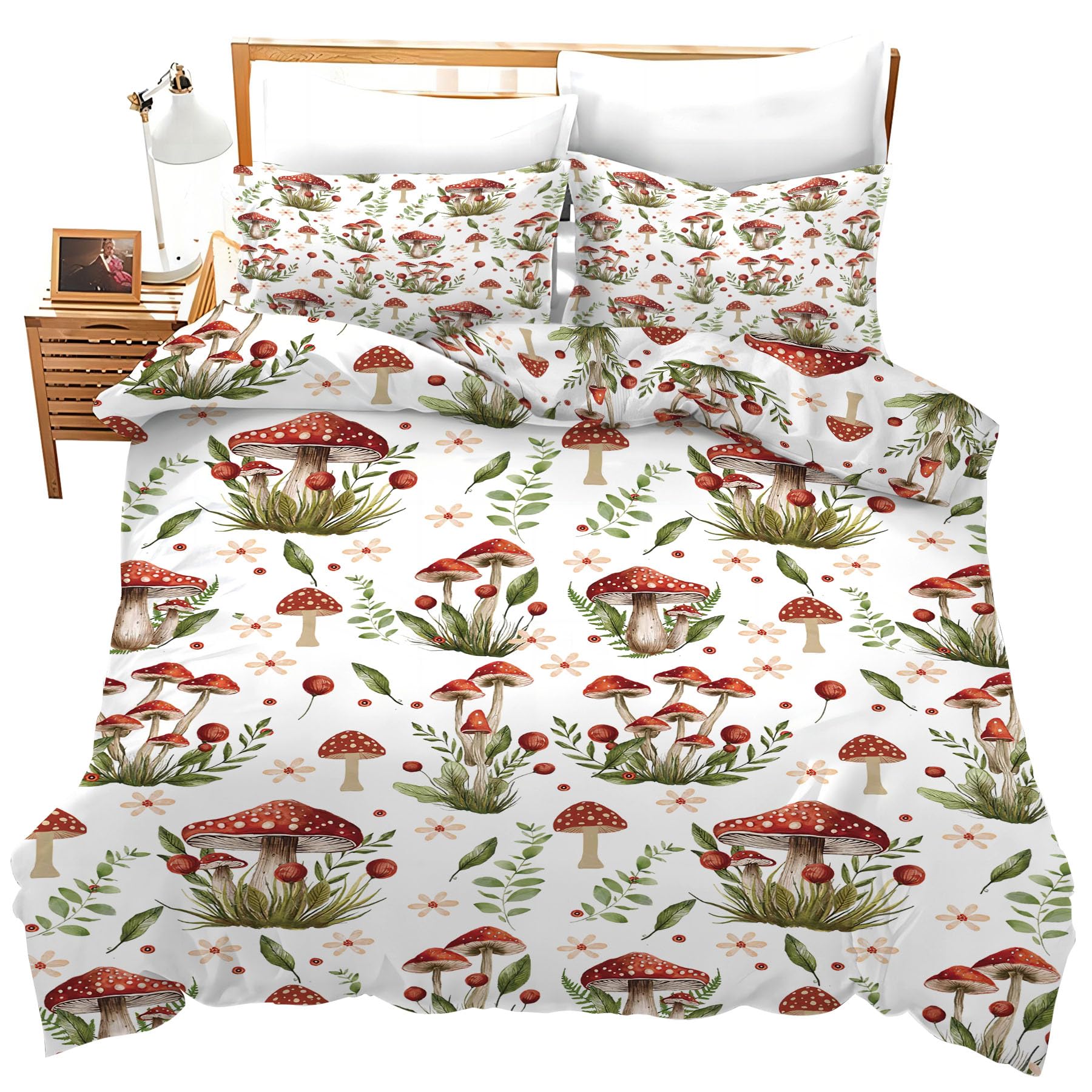 Juego de Ropa de Cama con Estampado de Hongos Lindo Juego