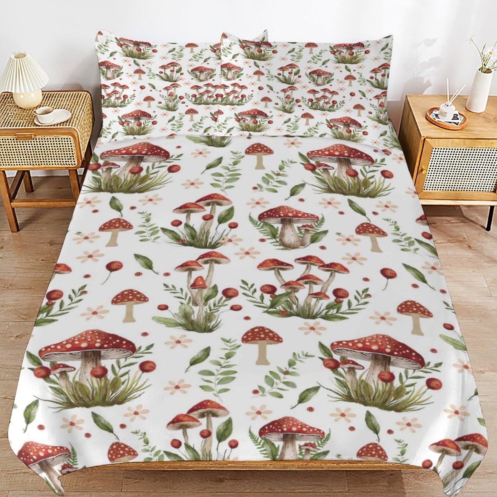 Juego de Ropa de Cama con Estampado de Hongos Lindo Juego - Imagen 7