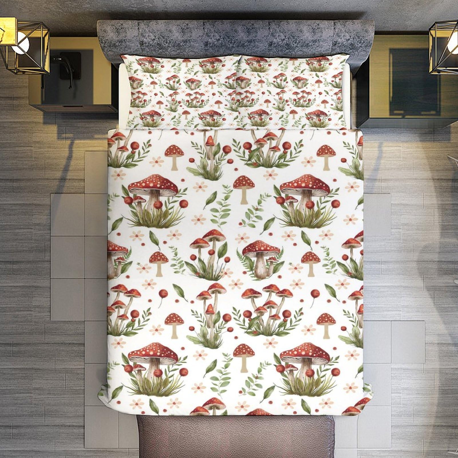 Juego de Ropa de Cama con Estampado de Hongos Lindo Juego - Imagen 8