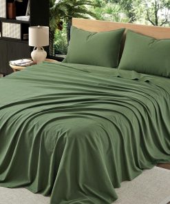 Juego de Sábanas de Lino Orgánico OnlySet -Verde Bosque
