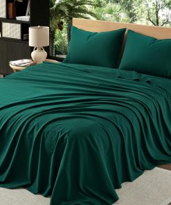 Juego de sábanas de lino orgánico OnlySet 4 -Verde Oscuro