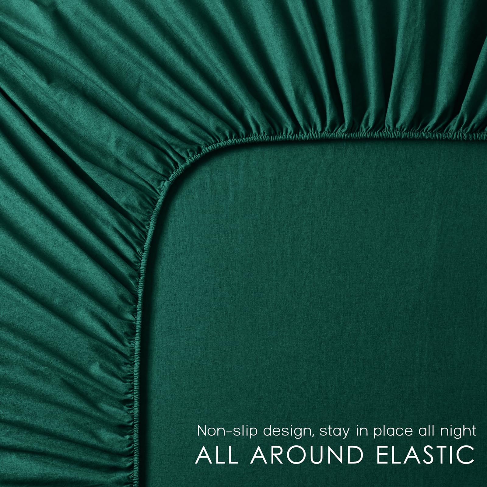 Juego de sábanas de lino orgánico OnlySet 4 -Verde Oscuro - Imagen 6