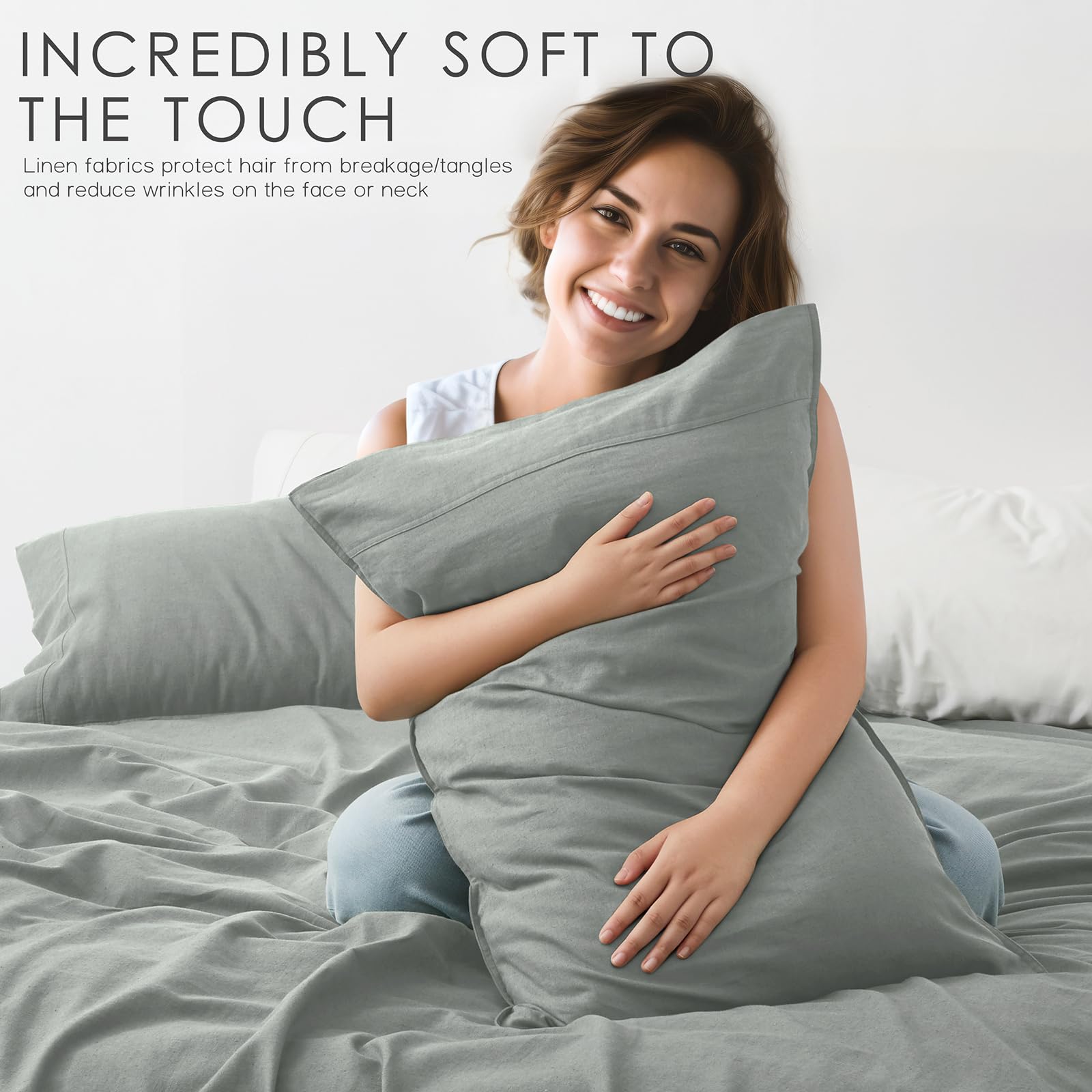 Juego de Sábanas de Lino Orgánico OnlySet 4 -Gris Earl - Imagen 3