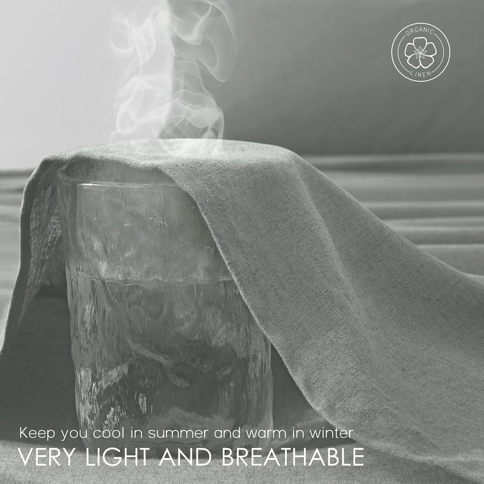 Juego de Sábanas de Lino Orgánico OnlySet 4 -Gris Earl - Imagen 5