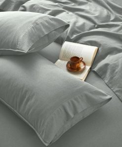 Juego de Sábanas de Lino Orgánico OnlySet 4 -Gris Earl