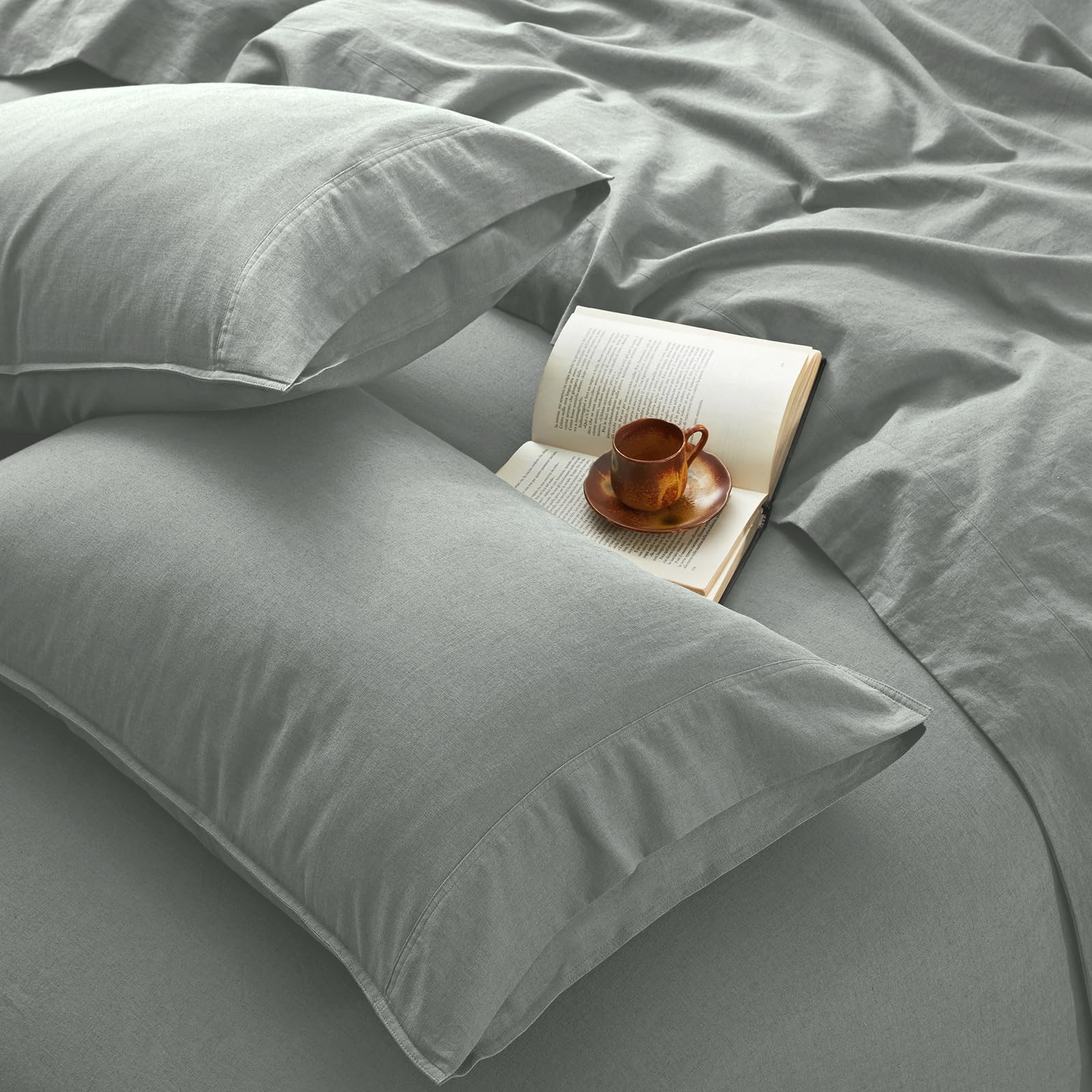 Juego de Sábanas de Lino Orgánico OnlySet 4 -Gris Earl