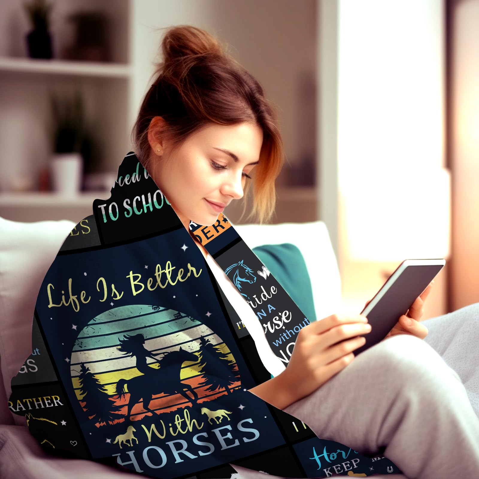 Manta de Caballo Regalos para Niñas Mujeres,Suaves y - Imagen 4