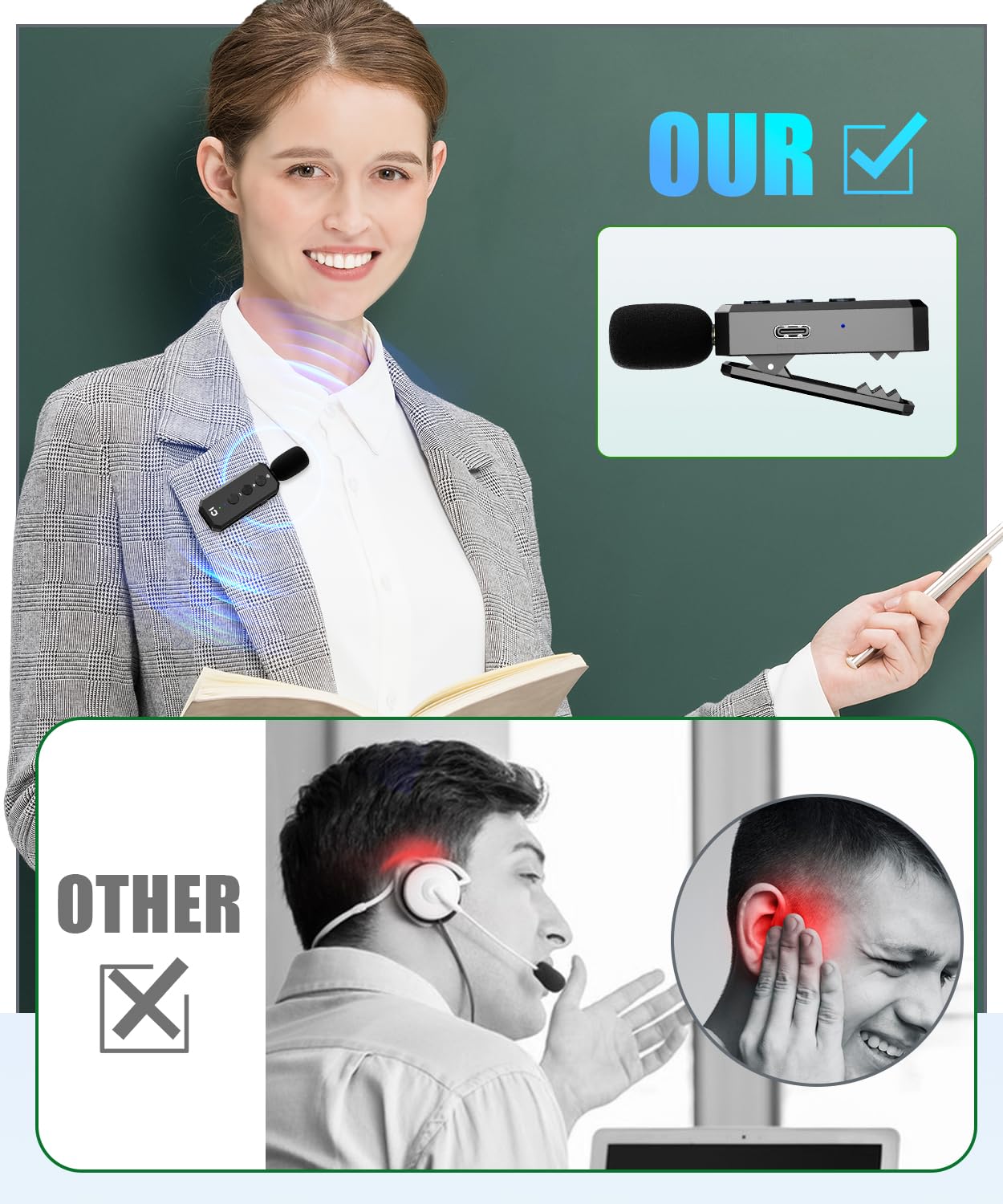 Amplificador de voz SHIDU con micrófono -Negro - Imagen 3