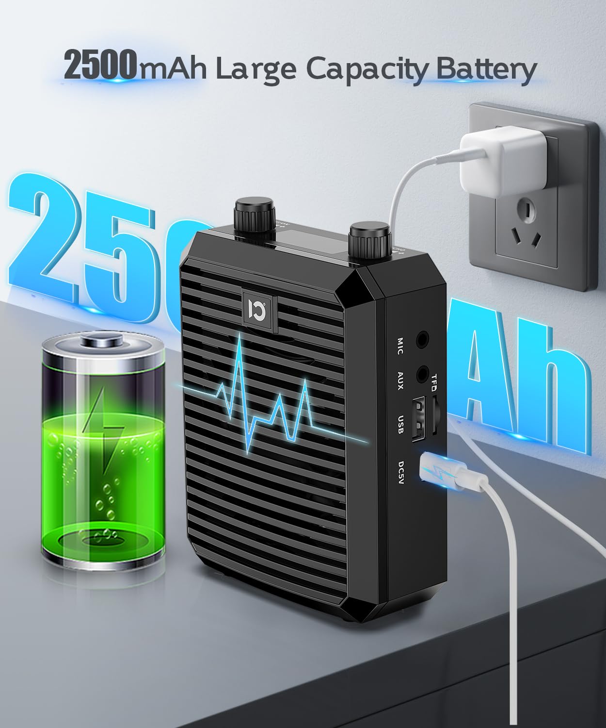 Amplificador de voz SHIDU con micrófono -Negro - Imagen 6