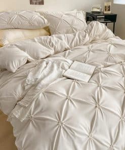 Juego de Funda de Edredón Rvciby en Gris Lino con Pliegues